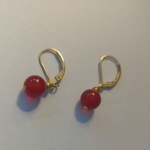 Elegant Gold and Red Earrings
